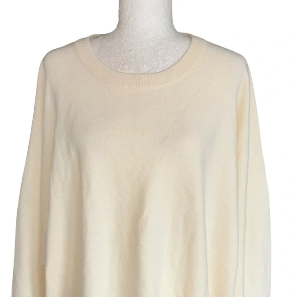 Jenni Kayne Ivory Cashmere Blend Oversized Crewneck Sweater - L